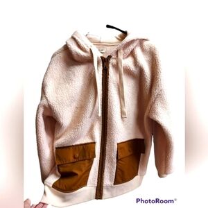 Madewell zip small oversized jacket brown and tan
